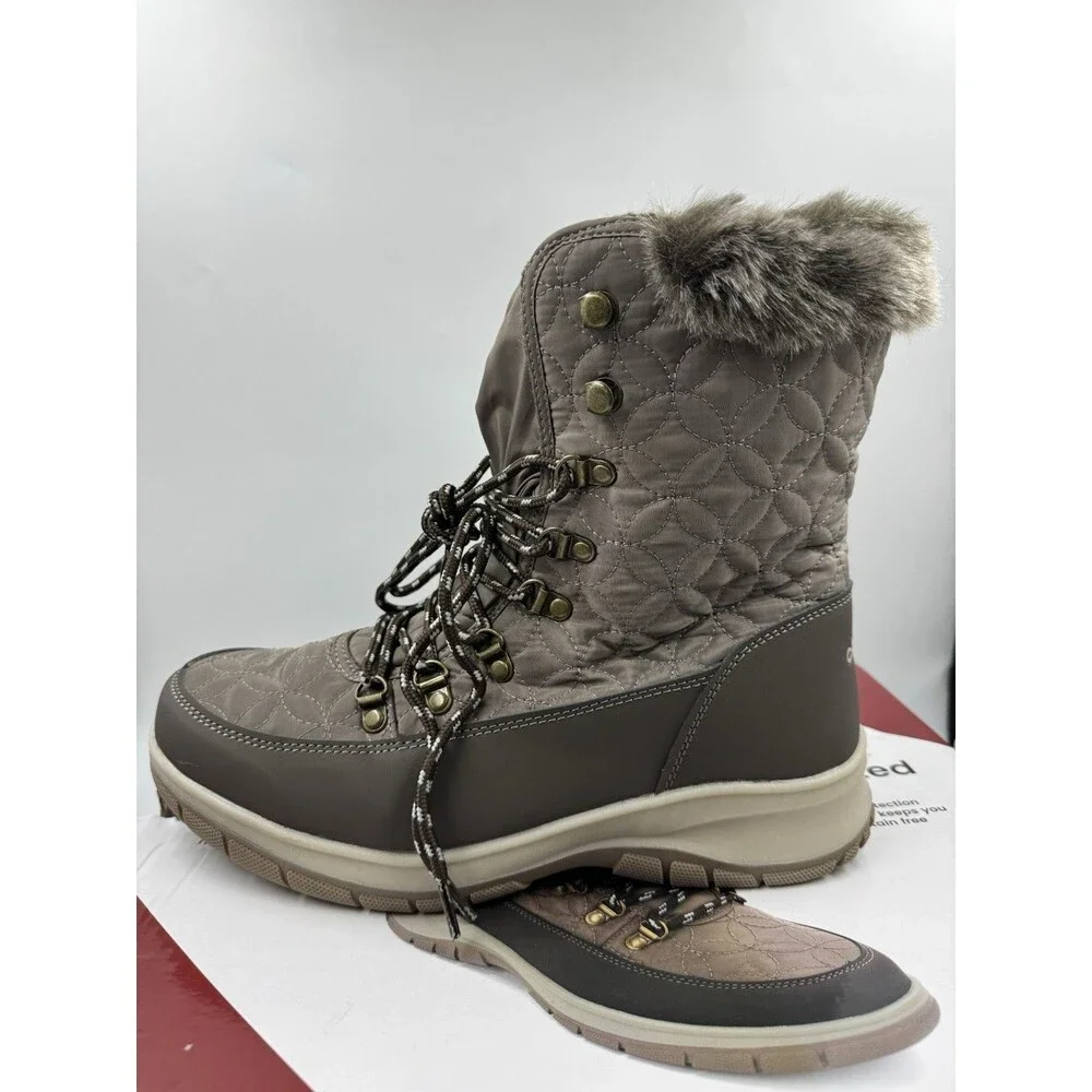 Chooka Women's Belltown Taupe Brown Mid Faux Fur Insulated Winter Snow Boots 9